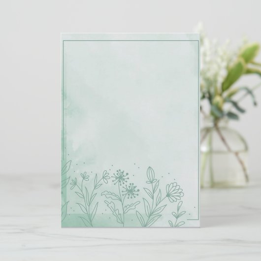 Light Green Floral Kaart (Staand voorkant)