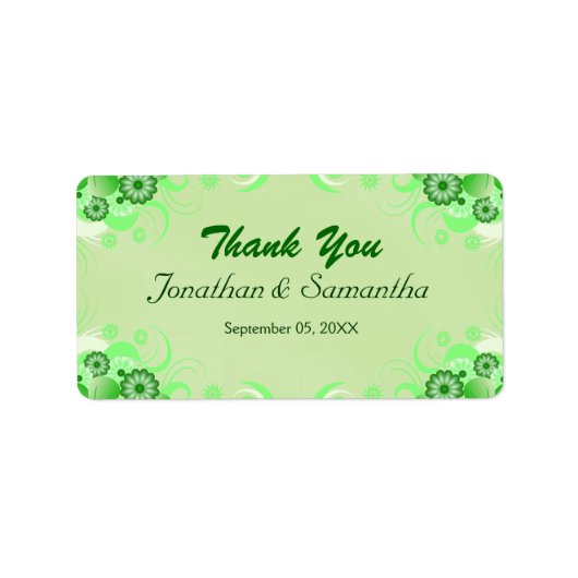Light Green Floral Medium Wedding Favor Labels (Voorkant)