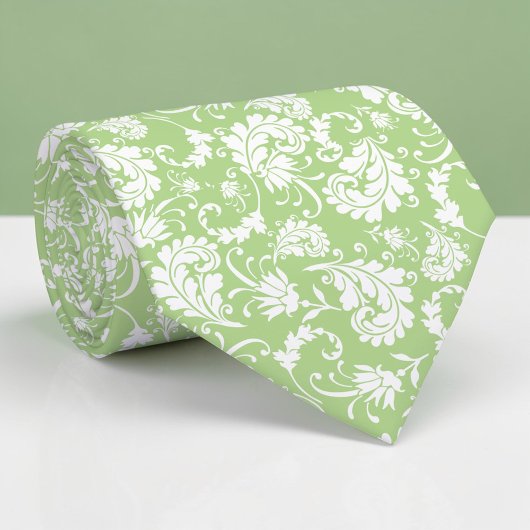 Light Green Floral Pattern Custom Necktie Stropdas