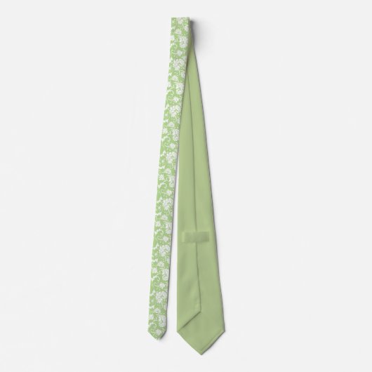 Light Green Floral Pattern Custom Necktie Stropdas (Achterkant)