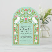 Light Green Folk Art Easter Brunch Arch Invitation Kaart (Staand voorkant)