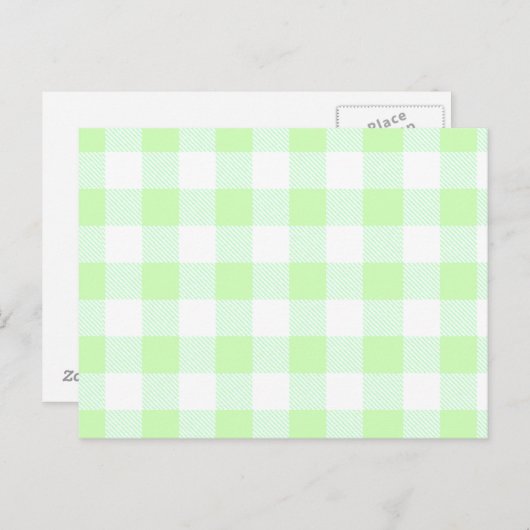 Light Green Gingham Check Patroon Briefkaart (Voorkant / Achterkant)