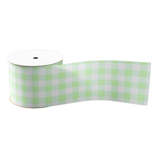 Light Green Gingham Check Patroon Grosgrain Lint (Spoel)