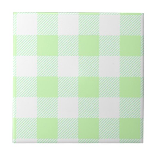 Light Green Gingham Check Patroon Tegeltje (Voorkant)