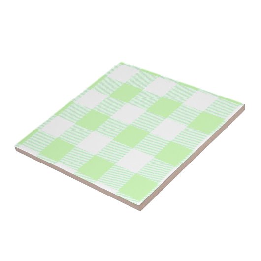 Light Green Gingham Check Patroon Tegeltje (Zijkant)