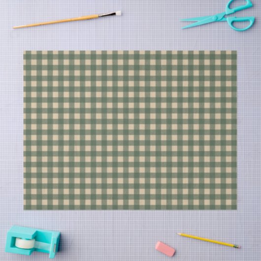 Light Green Gingham Decoupage Tissuepapier (Craft)