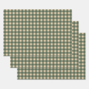 Light Green Gingham Inpakpapier Vel