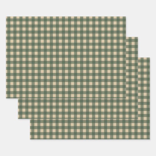 Light Green Gingham Inpakpapier Vel (Set)