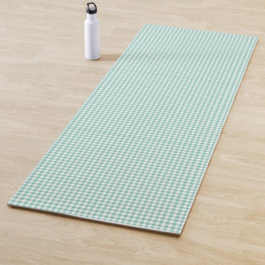 Light Green Gingham Pattern Small Check Plaid Yogamat (In situ)