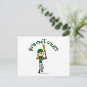 Light Green Girls Baseball Briefkaart (Staand voorkant)