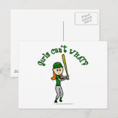 Light Green Girls Baseball Briefkaart (Voorkant / Achterkant)