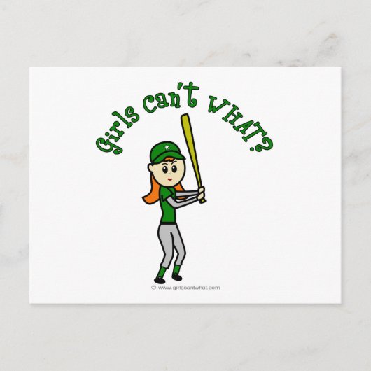 Light Green Girls Baseball Briefkaart (Voorkant)