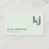 Light Green Girly Day Spa Salon Initials QR Code Visitekaartje (Voorkant)