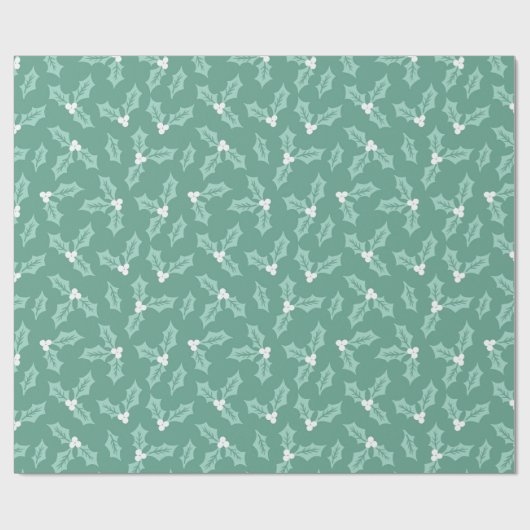 Light Green Holly Wrapping Paper Cadeaupapier (Vlak)