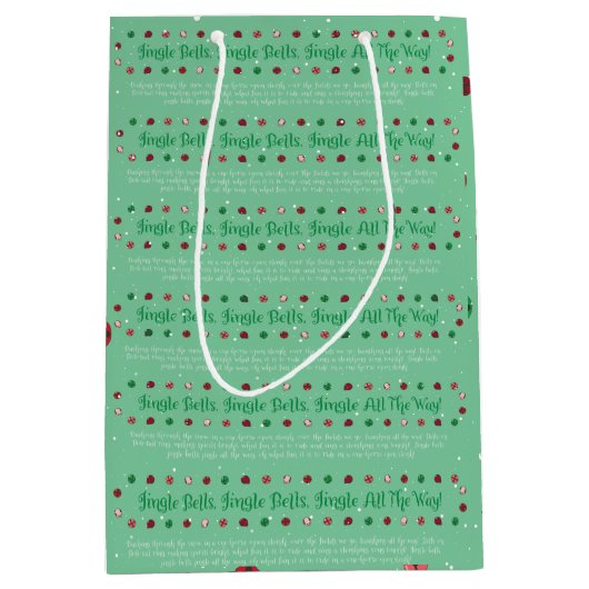 Light Green Jingle Bells kersttas Medium Cadeauzakje (Voorkant)