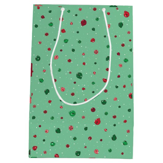 Light Green Jingle Bells kersttas Medium Cadeauzakje (Achterkant)
