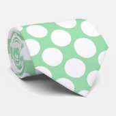 Light Green Jumbo Polka Dots Custom Necktie Stropdas (Opgerold)