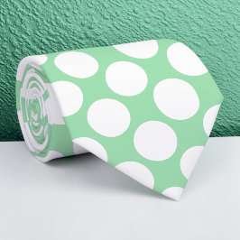 Light Green Jumbo Polka Dots Custom Necktie Stropdas