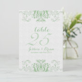 Light Green Lace & White Wedding Table Number 2 Kaart (Staand voorkant)