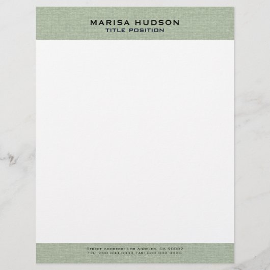 Light green Linen Fabric Texture Briefhoofd (Voorkant)