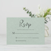Light Green Linen Simple Black Script RSVP-kaart Kaart (Staand voorkant)