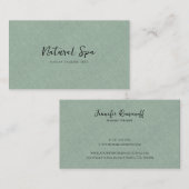 Light Green Linen Texture Print Black Typografie Visitekaartje (Voorkant / Achterkant)