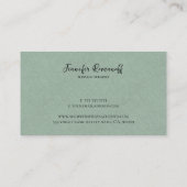 Light Green Linen Texture Print Black Typografie Visitekaartje (Achterkant)