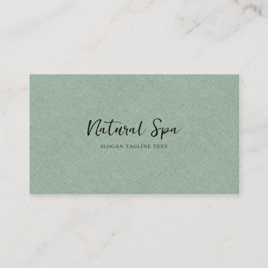 Light Green Linen Texture Print Black Typografie Visitekaartje (Voorkant)