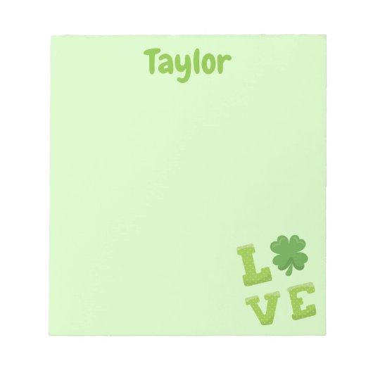  Light Green Love Block Letter Notitieblok (Voorkant)