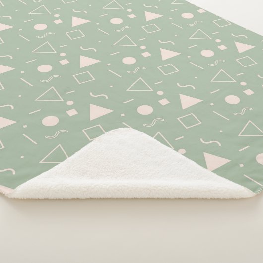 Light Green Memphis Pattern Sherpa Blanket Deken (3/4)