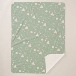 Light Green Memphis Pattern Sherpa Blanket Sherpa Deken