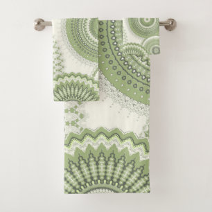 Light Green Multi Mandala  Bad Handdoek