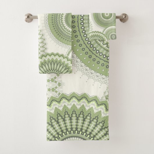 Light Green Multi Mandala Bad Handdoek (Insitu)