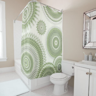 Light Green Multi Mandala  Douchegordijn