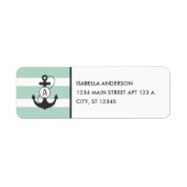 Light Green Nautical Anchor Monogram Etiket (Voorkant)