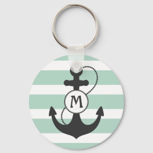 Light Green Nautical Anchor Monogram Sleutelhanger