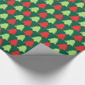 Light Green & Red Christmas Tree Outline Pattern Cadeaupapier (Hoek)