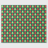 Light Green & Red Christmas Tree Outline Pattern Cadeaupapier (Vlak)