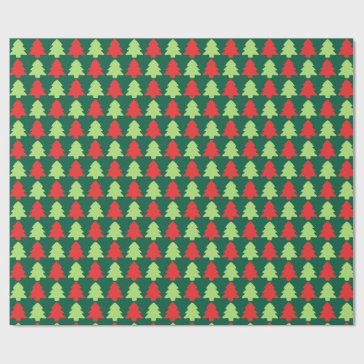 Light Green & Red Christmas Tree Outline Pattern Cadeaupapier (Vlak)