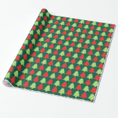 Light Green & Red Christmas Tree Outline Pattern Cadeaupapier (Uitgerold)