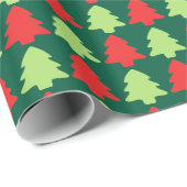 Light Green & Red Christmas Tree Outline Pattern Cadeaupapier (Rol Hoek)