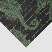 Light Green Seapaarden op Black Decoupage Tissuepapier (Detail)