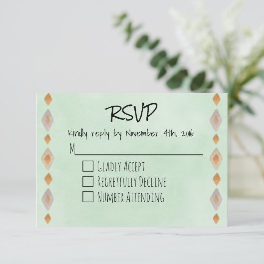Light Green Southwestern Theme RSVP (Staand voorkant)