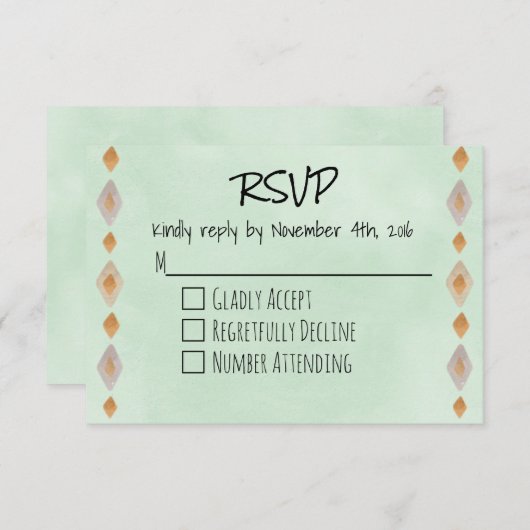 Light Green Southwestern Theme RSVP (Voorkant / Achterkant)