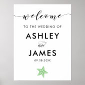 Light Green Starfish Weddenschap Welkomstteken Poster (Voorkant)