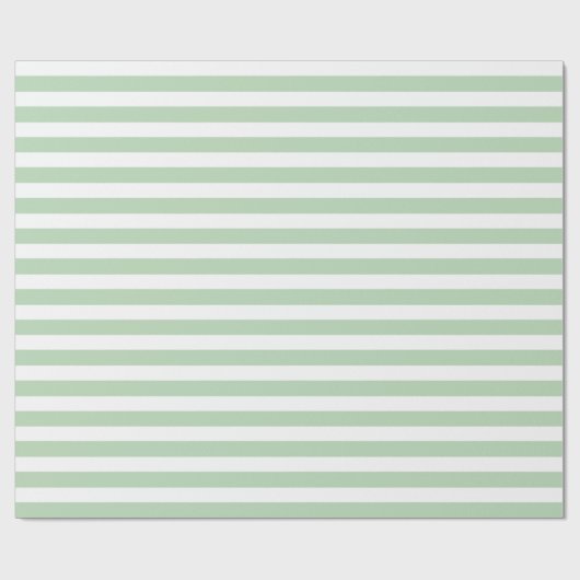 Light Green Stripe Kerstmis Cadeaupapier (Vlak)