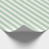 Light Green Stripe Kerstmis Cadeaupapier (Hoek)