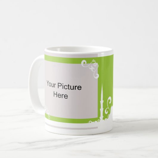 Light Green Swirl Mosque Photo Mok (Voorkant links)