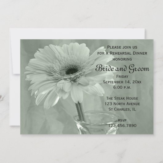 Light Green Tinted Daisy Wedding Rehearsal Dinner Kaart (Voorkant)