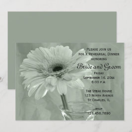 Light Green Tinted Daisy Wedding Rehearsal Dinner Kaart